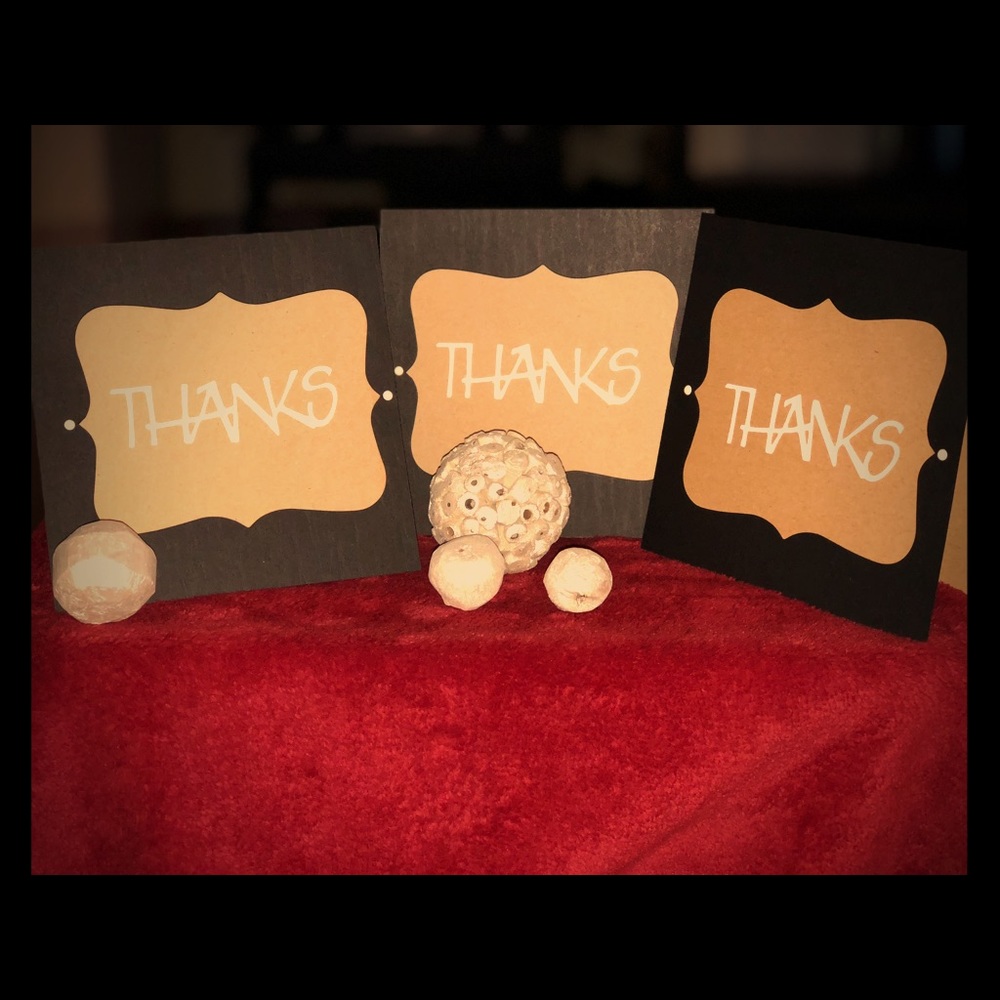 6 handmade Thank you cards with envelopes.
